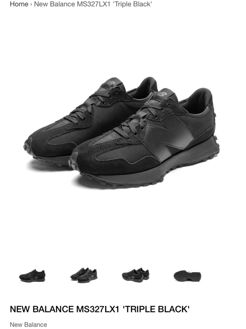 New Balance classic 327 Triple Black Men's Sneaker
